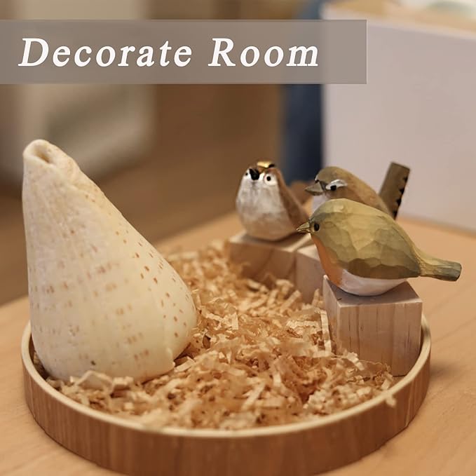 Handmade Wooden Carved Bird Decor Sculpted Hand-Painted Bird Figurines Small Home Decor Bird Statue Shelf Decor BFF Gifts for Bird Lovers (Suit-New)