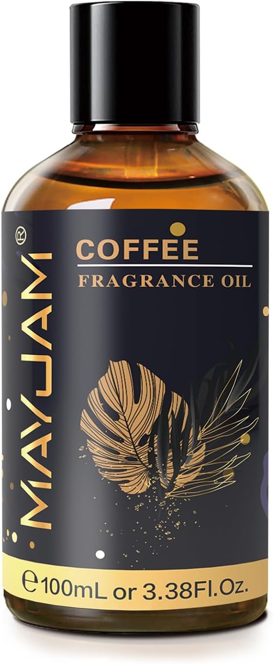 MAYJAM 100ML/3.38FL.OZ Coffee Fragrance Oils with Glass Dropper, Essential Oils for Diffusers for Home, Long Lasting Scented Oils for Diffusers Soap Candle Making