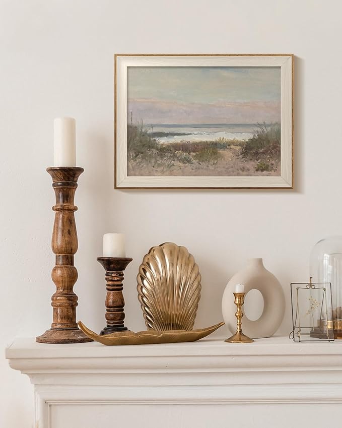 InSimSea Framed Canvas Wall Art Decor Room Decor, Classical Coastal Scenery Bathroom Pictures Wall Decorations, Farmhouse Kitchen Office Bathroom Art Wall Decor 12x16In