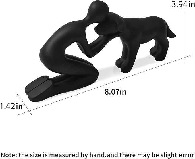 Dog Dad Gifts for Men,Unique Figurines Decor for The Home, Room,Bathroom,Shelf,Bedroom,Classroom,Statues Decorations for Pet Lover (Black)