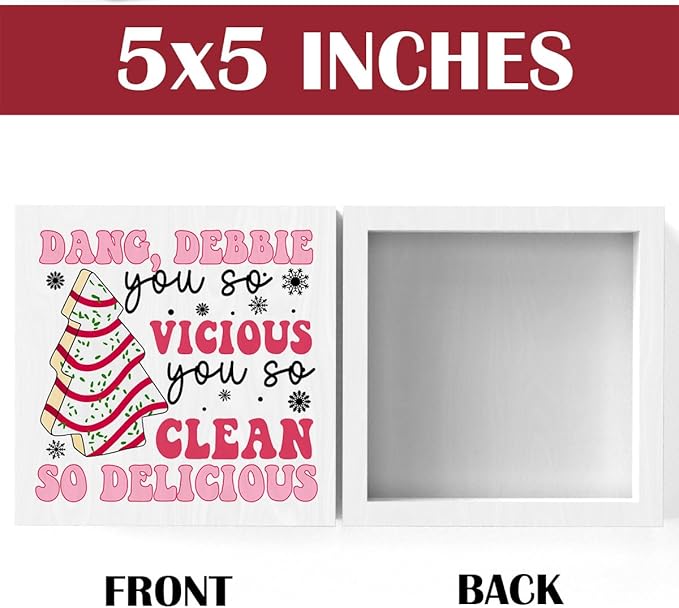 Pink Christmas Vacation Sign Pink Christmas Tree Sign Christmas Vacation Movie Decor Xmas Vacation Sign Merry Xmas Decorations Sign 5 x 5 Inch
