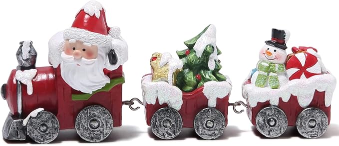 Hodao Christmas Decorations Indoor Home Decor Christmas Small Train Figurines Winter for Table Top Centerpiece Fireplace Decor Cute Christmas Train Decoration Gift (red Train)