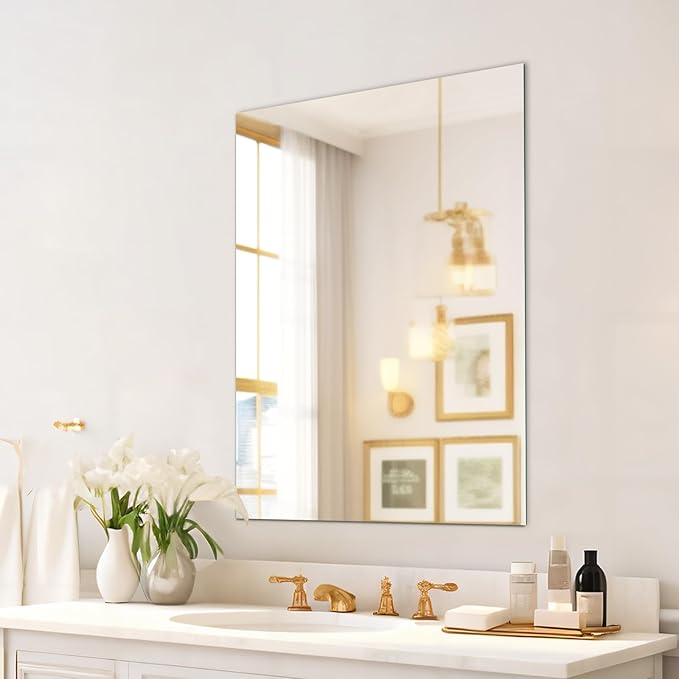 Mirrorons Bathroom Mirror 20"x 28", Bathroom Mirrors for Vanity, Bathroom Wall Mirror with Frameless Polished Edge for Bedroom, Living Room, Entryway, Shatterproof (Horizontal/Vertical)