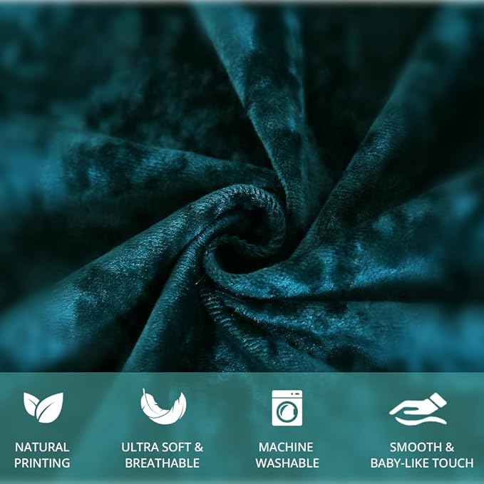 Velvet Blackout Curtains Soft Luxury 2 Panels Curtains for Bedroom Nursery Patio Doors Rod Pocket Back Tab Drapes Curtains for Living Room,52 by 108 Inch, Teal