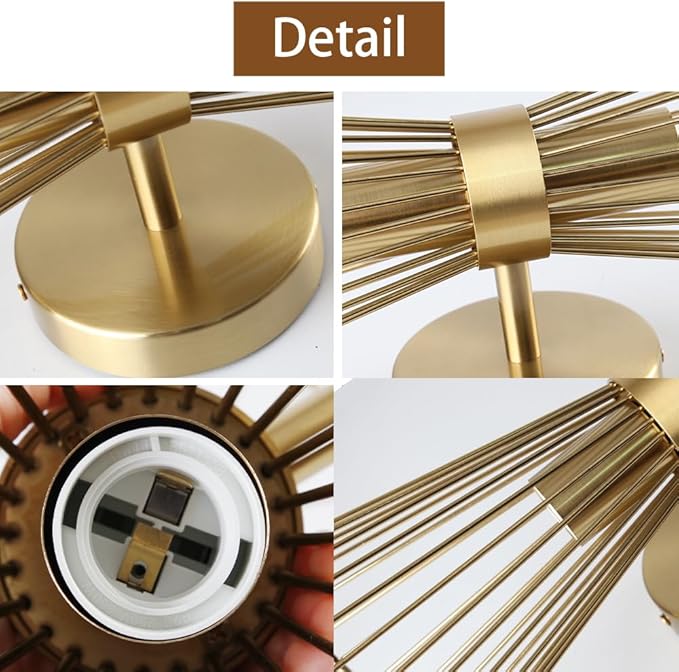 Brass Wall Sconces,Mid Century Wall Sconce,2 Light Bathroom Vanity Light Hardwired Vintage Sconces Wall Lighting Fixtures for Bedroom Living Room Bathroom Hallway E26