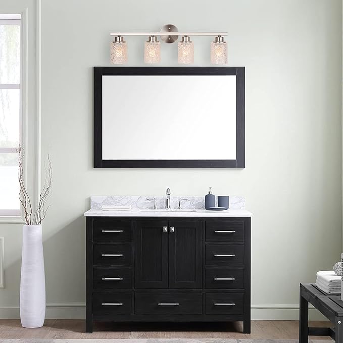 ALICE HOUSE 28.7" Vanity Lights, 4 Light Wall Lighting, Brushed Nickel Bathroom Lights Over Mirror, Bathroom Lighting, ETL Listed, AL9082-W4