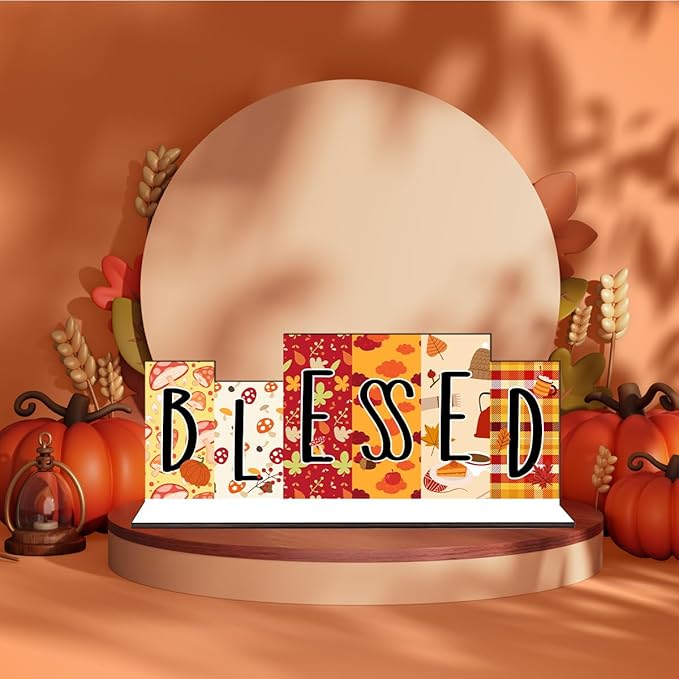 Fall Halloween Office Decor Wooden Table Desk Sign Decorations Reversible Double Side Halloween and Autumn Tabletop Sign Fall Thanksgiving Centerpiece Farmhouse Decor for Home Office Party Desk