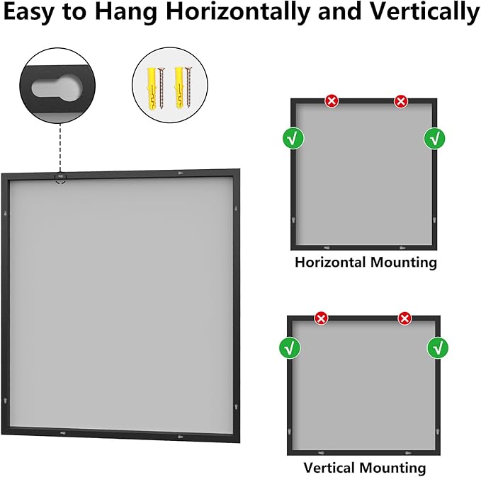 Bathroom Mirror 36x40 Black Bathroom Wall-Mounted Mirrors, Modern Vanity Mirror for Bedroom, Living Room, Aluminum Alloy Frame Allow to Hang Horizontally or Vertically
