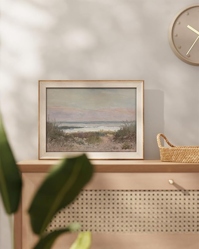 InSimSea Framed Canvas Wall Art Decor Room Decor, Classical Coastal Scenery Bathroom Pictures Wall Decorations, Farmhouse Kitchen Office Bathroom Art Wall Decor 12x16In