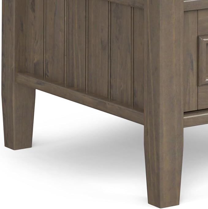 SIMPLIHOME Lev SOLID WOOD 20 Inch Wide Rectangle Transitional End Table with Bottom Drawer in Smoky Brown, For the Living Room and Bedroom