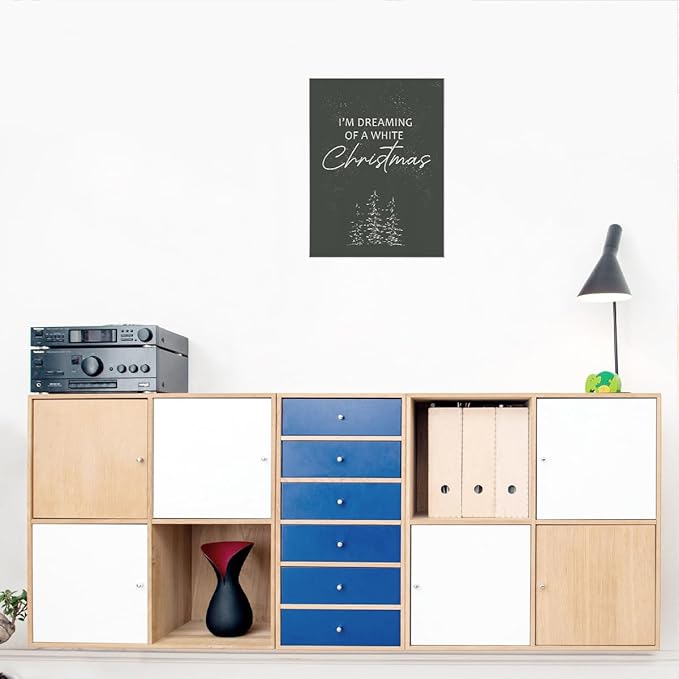 BIWSHA Christmas Dark Gray Wall Art, Winter Wall Print Decor, I'm Dreaming of White Christmas, Canvas Wall Art for Home Living Room Bedroom 1114 Inch