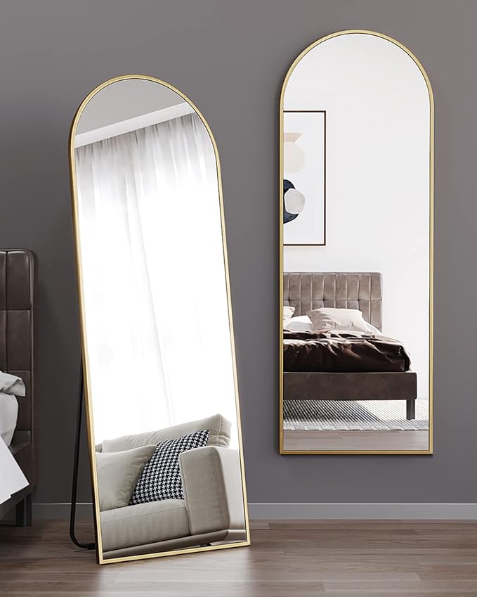 Full Length Mirror with Stand, 38"x77" Floor Mirror Freestanding, Arched Wall Mirror, Oversized Mirror Full Length, Gold Arch Mirror Full Length, Wall Mounted Mirror for Bedroom(Gold)