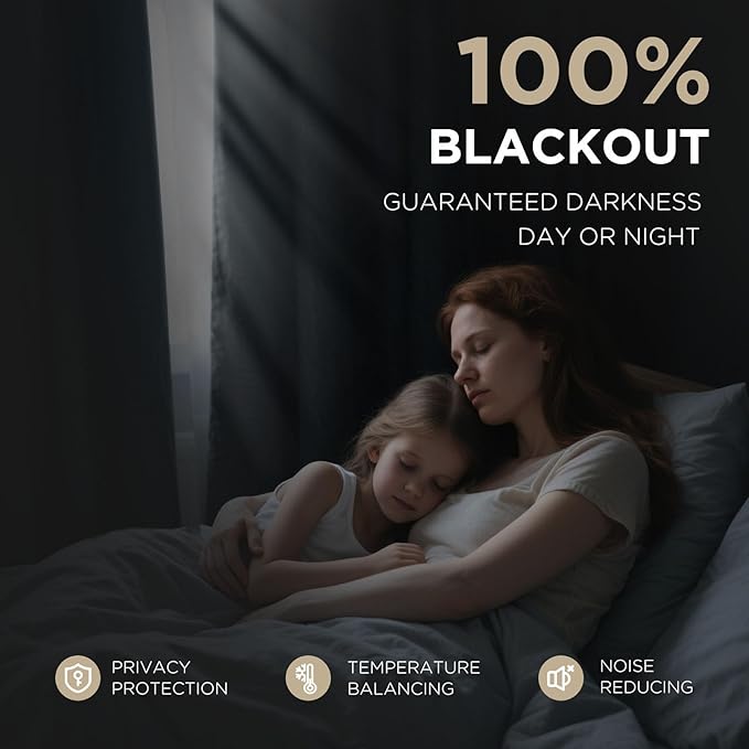 Joydeco Blackout Curtains for Bedroom - 100% Light Blocking 2 Panels Set Linen Drapes 70" W x 90" L, Thermal Insulated Room Darkening Curtains, Linen Textured for Living Room, Rod Pocket & Back Tabs