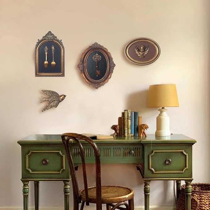 S-MANTIS Vintage Wall Sculpture, Antique Pediment, Hallway Wall Art, Hand Painted Wall Decoration With Intricate Cherub Wings Centerpiece, Gallery, Unique Gift (Antique Gold- Cherub)