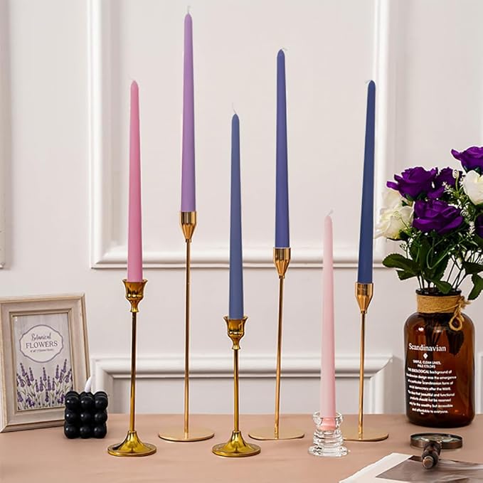 12 Inch Taper Candles 6 Pcs Unscented, Smokeless, Dripless Long Tapered Candlesticks Candles for Christmas Birthday Dinner Wedding Party Home Decor