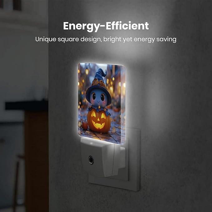 2 Pack Halloween Night Light Plug-in LED Nightlights Auto Sensor Night Lamp Dusk-to-Dawn Lamp Home Decor for Children,Elderly People Bedroom