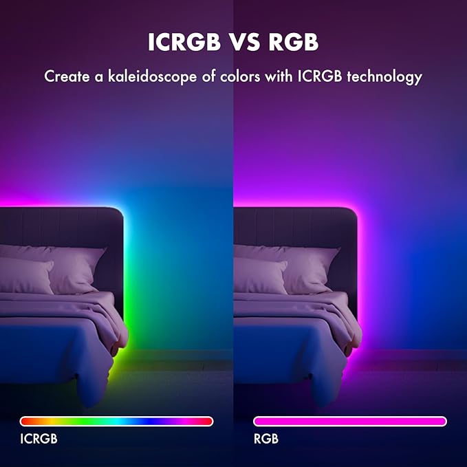 100 ft(2 Rolls of 50ft) IC+RGB,Led Lights for Bedroom,Music Sync Color Changing,Led Strip Lights,with Remote App Control Led Strip,Led Lights for Room Home Kitchen Decor Party