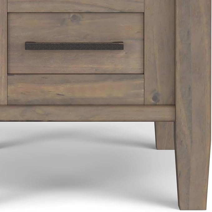 SIMPLIHOME Ela Solid Wood 14 inch Wide Rectangle Transitional Narrow End Table in Smoky Brown for The Living Room and Bedroom