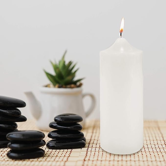 Super Z Outlet Unscented Pillar Candles for Weddings, Home Decoration, Relaxation, Spa, Smokeless Cotton Wick (1, White, 3"x9")