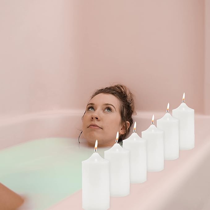 Super Z Outlet Unscented Pillar Candles for Weddings, Home Decoration, Relaxation, Spa, Smokeless Cotton Wick (12 Count, White, 3"x6")