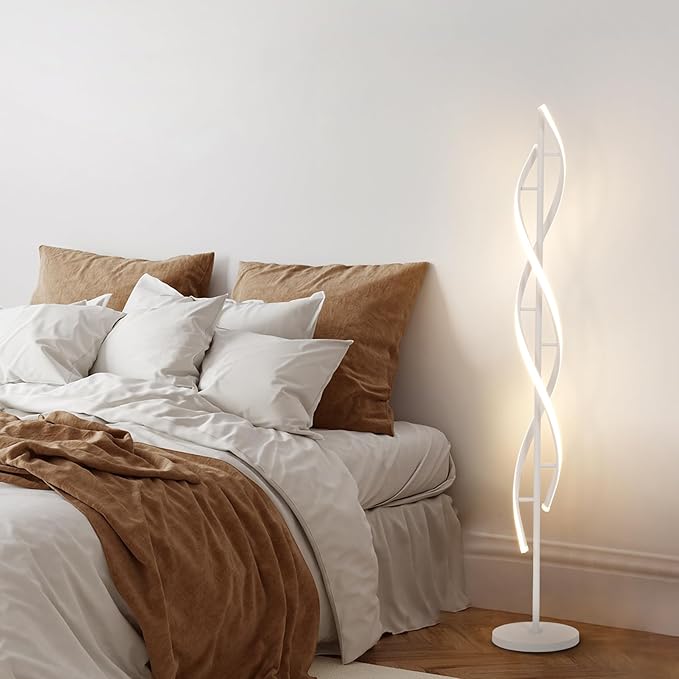 ADISUN 40W Modern Floor Lamp with Remote 60 inch Dimmable Floor Lamp for Bedroom Standing Lamp LED Floor Lamps for Living Room Dining Rooms Home Offices Lighting (White)