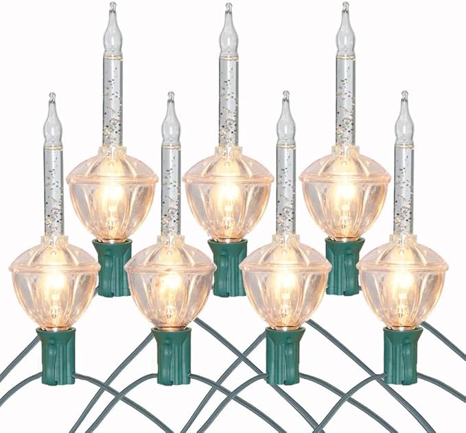 SUNSGNE Bubble Christmas Lights - 8.8Ft Vintage Christmas Lights with 10 Silver Glitter Bubble(1 Spare) for Holiday Christmas Lighting - Green Wire