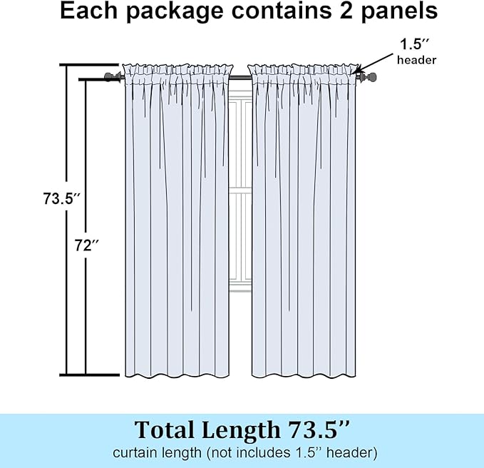 Simplebrand Sheer Ivory Curtains 72 Inches Long 2 Panels for Window, Geometric Mid Century Light Filtering Semi Sheer Curtains for Front Back Patio Glass Door with Rod Pocket, 42" Wx72 L