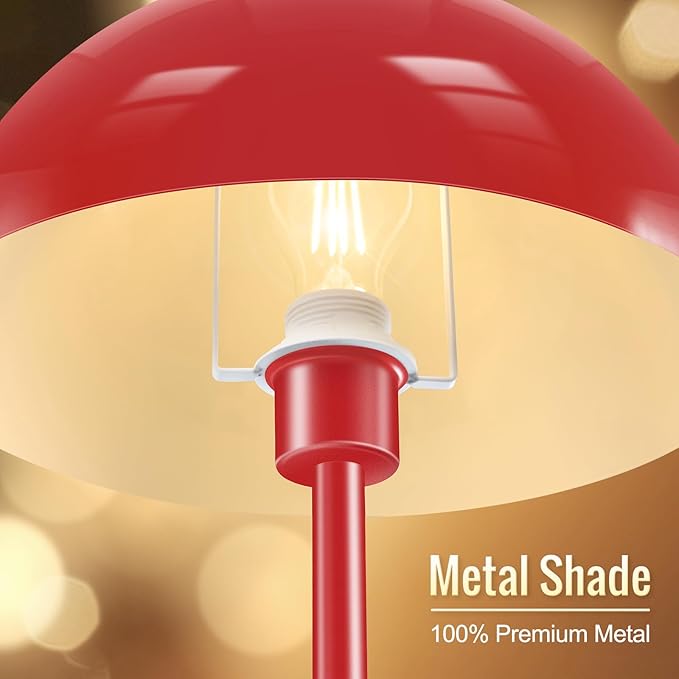 Floor Lamp Red, Industrial Tall Lamps for Living Room, 65.5" Standing Lamp, Metal Mushroom Lamp Shade, E26 Base, Footswitch, SGS Listed, Modern Pole Lamps for Nursery Bedroom, Mid Century Home Decor