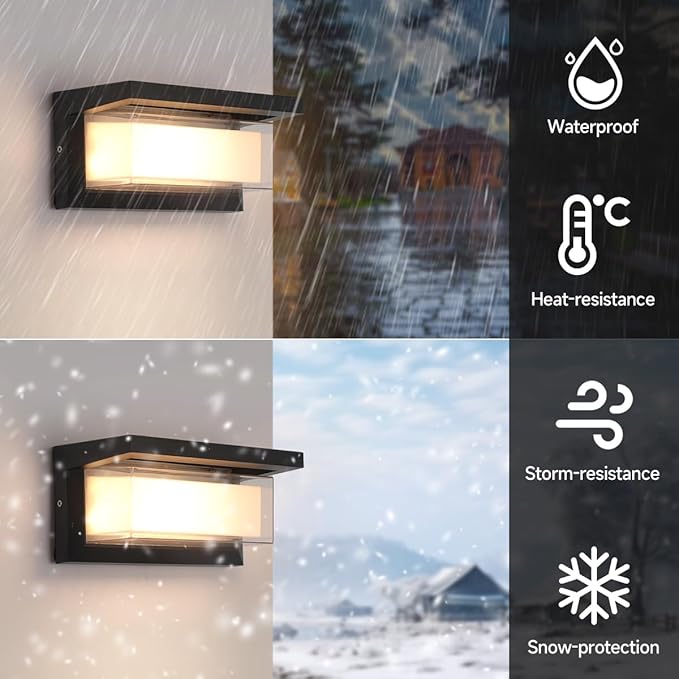 Outdoor Modern Wall Sconce Lights,Dimmable Indoor Wall Light Fixtures,3 Color 3000K/4000K/6500K Adjustable,24W Exterior Wall Lighting,Waterproof Outdoor Porch Light,2160LM Indoor Wall Sconce 1 Pack