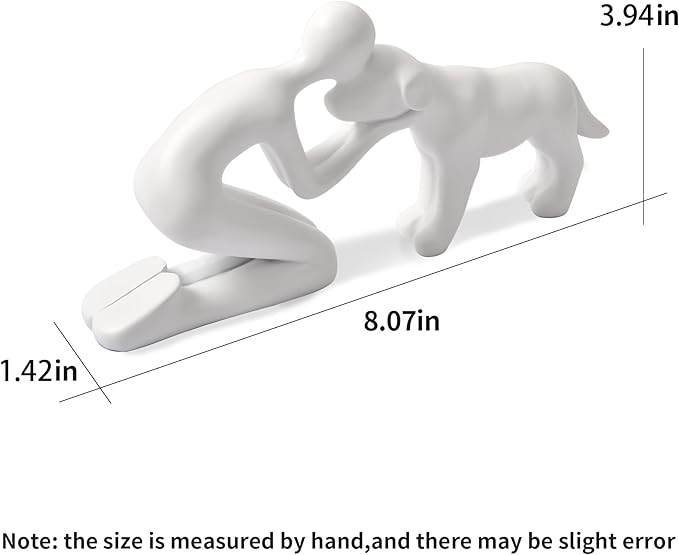 Dog Dad Gifts for Men,Unique Figurines Decor for The Home, Room,Bathroom,Shelf,Bedroom,Classroom,Statues Decorations for Pet Lover (White)