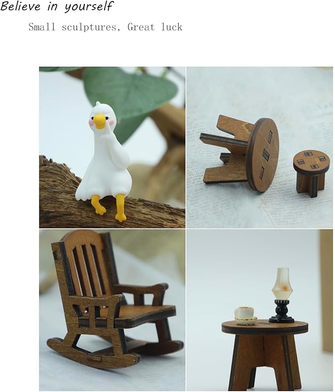 Miniature Ducks Figurines Statue, Adorable Ducks Collectibles Mini Sculpture for Shelf Desk and Bedroom Decor, Cute Home Decorations and Gifts (Sitting Posture Duck)