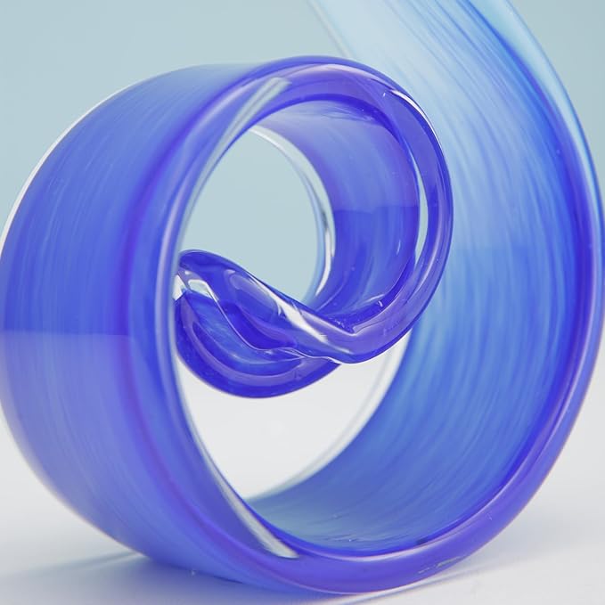 11.4" Tall Hand-Blown Glass Sculpture Murano-Style Sculpture Art Ornament Statue Figurines Home Decor Accent Piece Coastal Ocean Nautical Home Decor,Shelf,TV Stand,Tabletop Centerpieces,Wonderful Gift