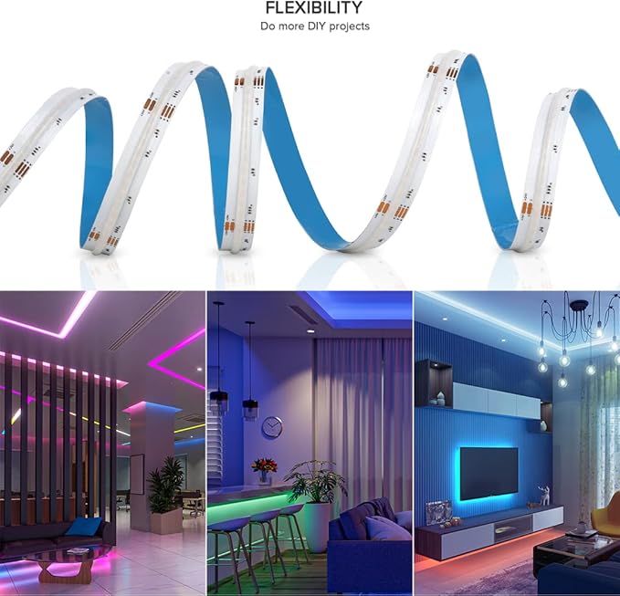 COB LED Strip RGBW 3000K 9.86FT 896LEDs/m DC24V Color Changing Flexible High Density Uniform LED Tape Light 12mm for Under Cabinet (No Power/Controller)