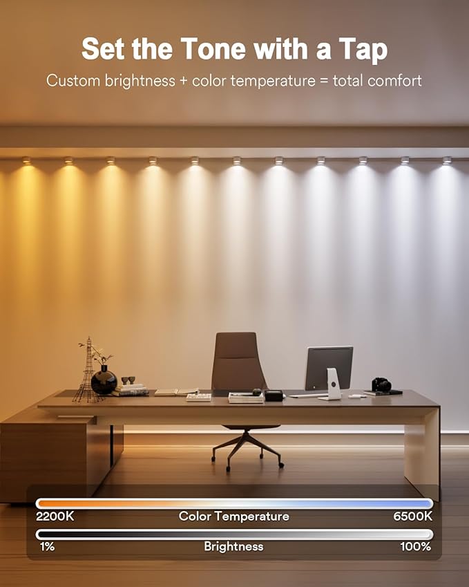 Smart String Downlights with 15 RGBAI+WW+CW LEDs Across 10ft, Feature 46° Dynamic Wave-Like Lighting, App/Voice/Remote Control—Wall String Lights for Bedroom, Indoor Eaves & Wall Decor