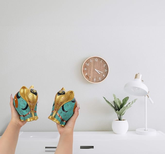 Elephant Statue Handcrafted Resin - 5.5" H Home Decor Sculpture for Bookshelf/Office/Desk - Gift for Housewarming/Christmas/Birthday (Colorful)