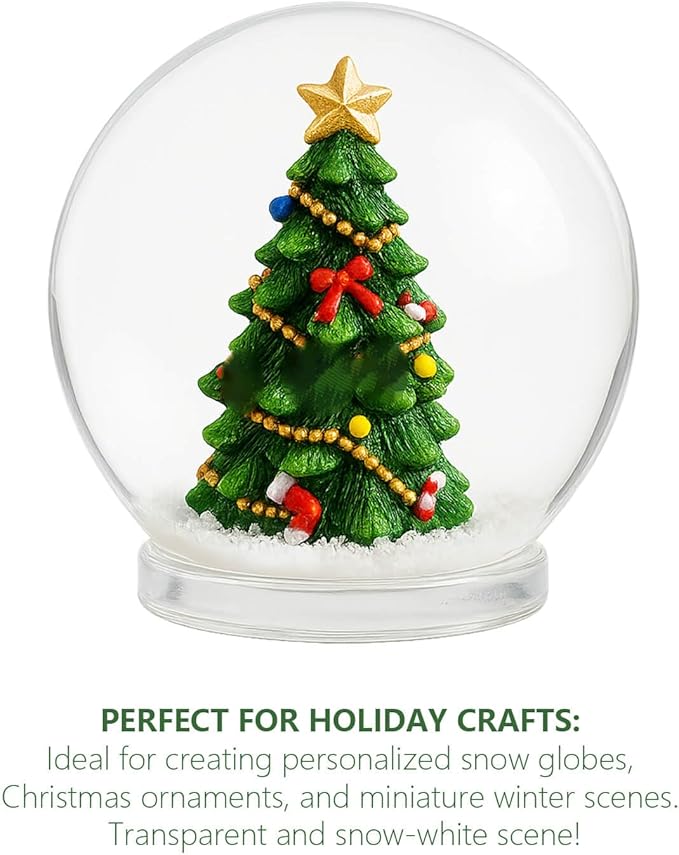 Fake Snow Globe Container DIY Kit- Artificial Snow Confetti 2oz & 5.2in Large Snow Globe Empty Clear Plastic, Christmas Holiday Miniatures Decorating Crafts Supplies for Snow Flakes Winter Wonderland