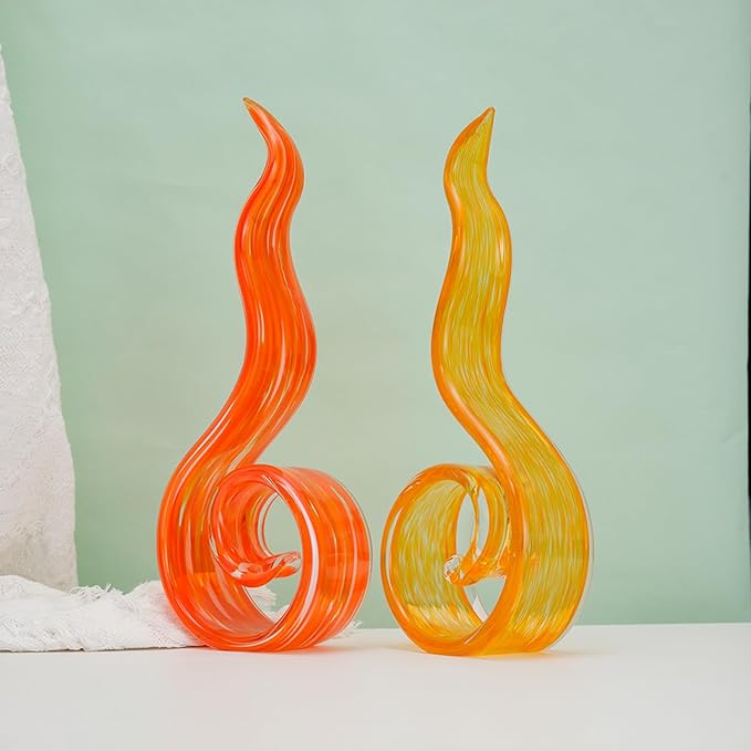 11.4" Tall Hand-Blown Glass Sculpture Murano-Style Sculpture Art Ornament Statue Figurines Home Decor Accent Piece Coastal Ocean Nautical Home Decor,Shelf,TV Stand,Tabletop Centerpieces,Wonderful Gift