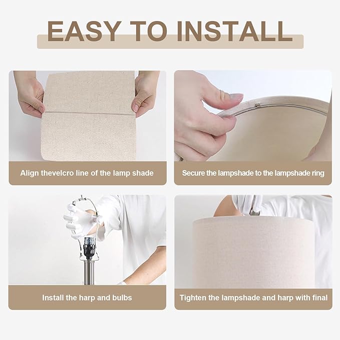 24" Modern Ceramic White Bedside Lamp Set of 2 Table Lamp for Bedroom Decor Farmhouse Table Lamp for Living Room Office Dorm