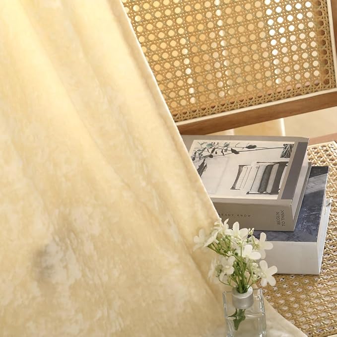 Velvet Blackout Curtains Soft Luxury 2 Panels Curtains for Bedroom Nursery Patio Doors Rod Pocket Back Tab Drapes Curtains for Living Room,52 by 108 Inch, Beige