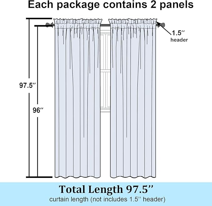 Simplebrand Charcoal Grey Sheer Curtains 96 Inches Long 2 Panels for Living Room, Jacquard Clip Textured Geometric Mid Century Sheer Curtains, Light Filtering Elegant Long Curtains Sheer, 42" Wx96 L
