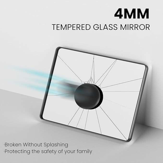 Black Bathroom Mirror 48X32 Inch, Black Metal Framed Mirror for Wall, Rounded Rectangle Matte Bathroom Vanity Mirror with Tempered Glass, Anti-Rust, Horizontal/Vertical