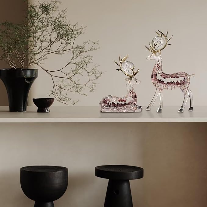 Beautiful Deer Figurines-Elegant Home Decor Accents with Exquisite Craftsmanship and Versatile Design for Living Spaces-Purple