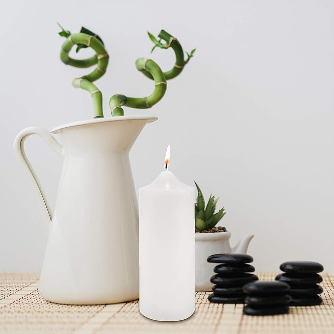 Super Z Outlet Unscented Pillar Candles for Weddings, Home Decoration, Relaxation, Spa, Smokeless Cotton Wick (1, White, 3"x9")