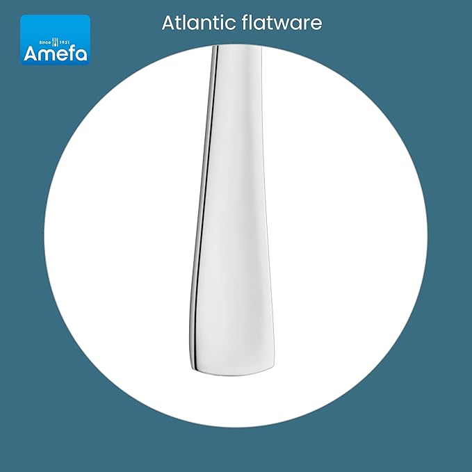 Amefa 45-Piece Silverware Flatware Cutlery Set Service for 8, Durable 18/10 Stainless Steel High Gloss Mirror Finish, tableware in Ergonomic Design Size and Weight, Dishwasher Safe (Atlantic)