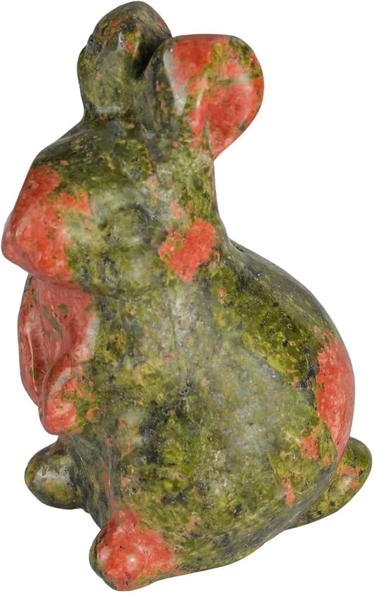 2" Unakite Rabbit Statue for Fertility&Abundance,Bunny Figurine for New Beginnings,Bunny Decor for Homes &Offices