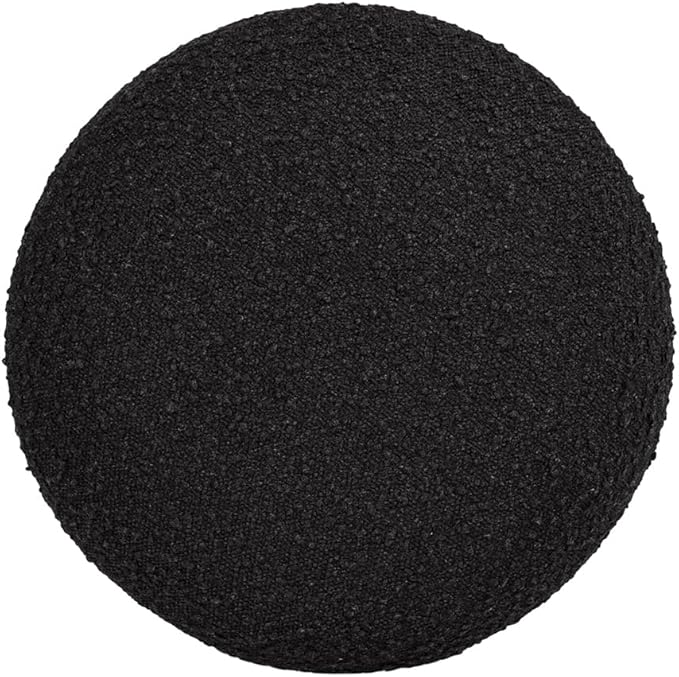 15" Small Foot Stool Ottoman Cute Foot Rest Round Mushroom Ottomans Modern Boucle Footstool Shoe Stool for Couch for Living Room Bedroom Entrance Black