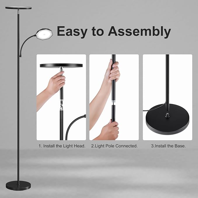 SUNMORY Floor Lamps for Living Room, 48W/4200LM Super Bright LED Floor Lamp with Remote Control, 69" Tall Standing Lamp with Stepless Dimmable, Modern Torchiere Reading Lamp for Bedroom, Office