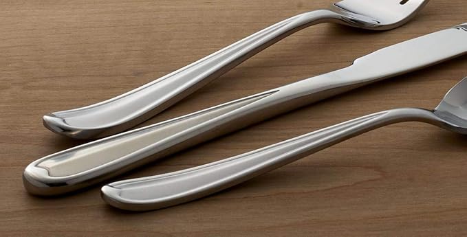 Oneida Dylan 42 Piece Everyday Flatware, Service for 8, 18/0 Stainless Steel, Silverware Set (Pack of 2)