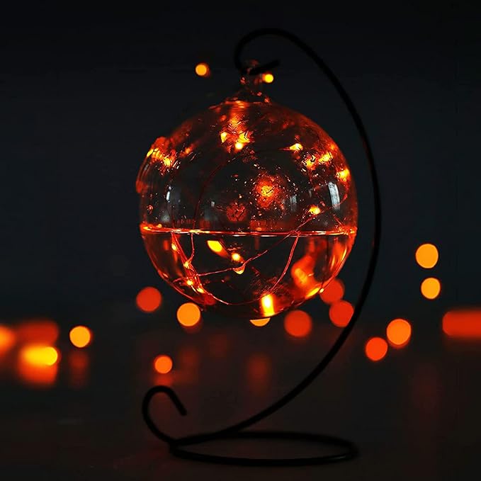 12 Pack Orange Halloween Lights Battery Operated String Lights 7 Feet 20 Led Fairy Lights Waterproof Mini Lights Silver Wire for DIY Indoor Outdoor Xmas Bedroom Holiday Halloween Party Decorations