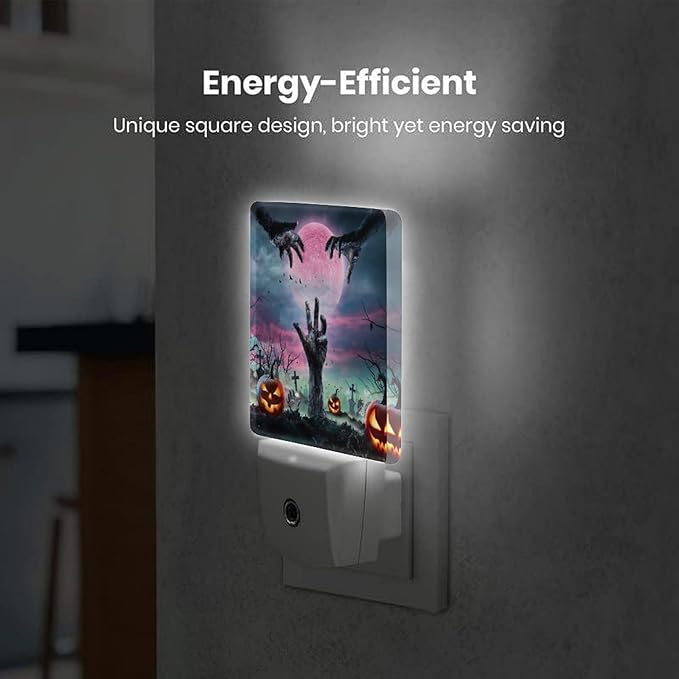 2 Pack Halloween Zombie Night Light Plug-in LED Nightlights Auto Sensor Night Lamp Dusk-to-Dawn Lamp Home Decor for Children,Elderly People Bedroom